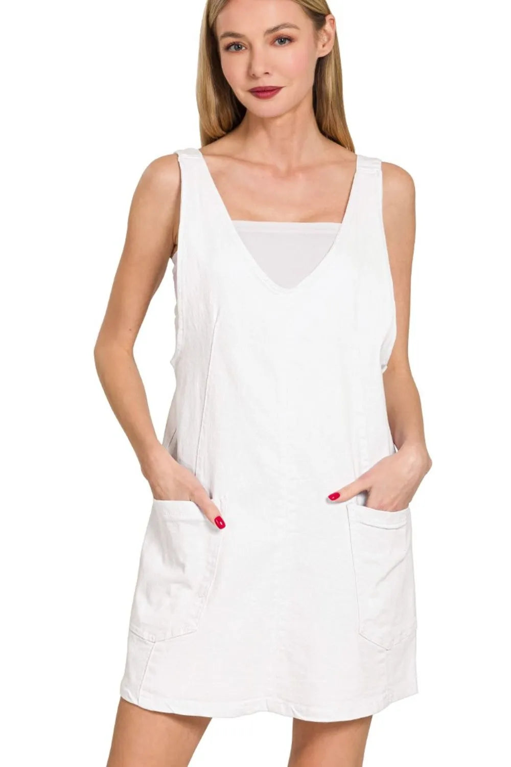 Denim Overall Dress - White - Exclusively Online Denim Overall Dress - White - Exclusively Online