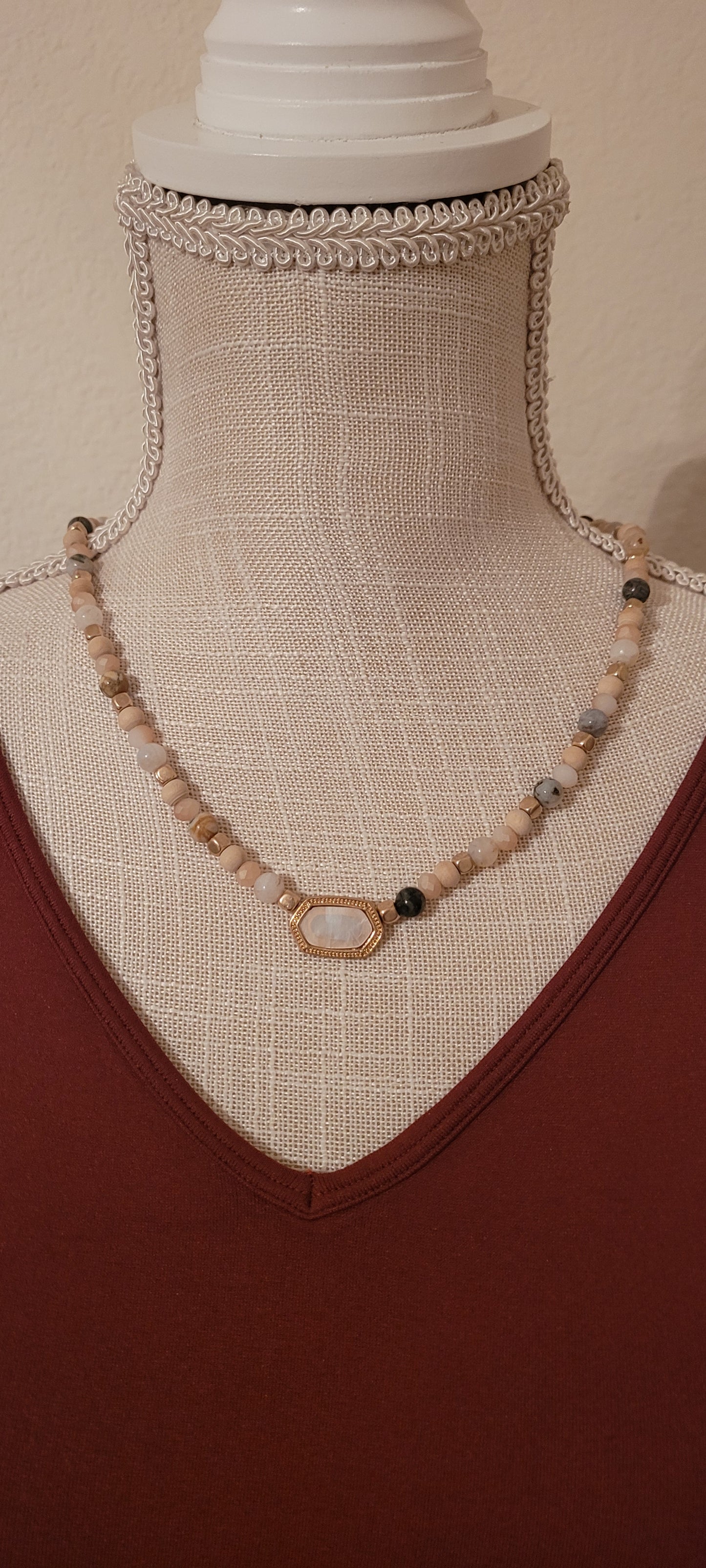 Adjustable Color: Gold chain, natural color beads & stones Limited supply!