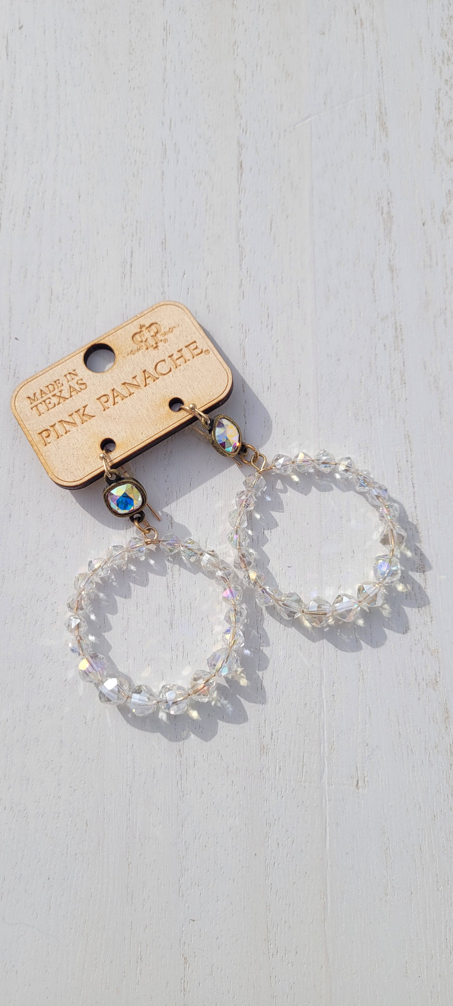 Pink Panache Earrings Color: 8mm bronze/AB cushion cut connector with AB crystal bead circle earring Limited supply!