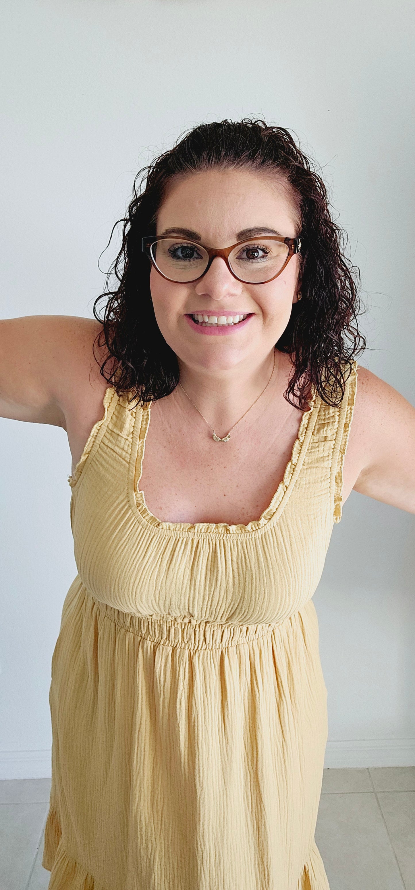 Get ready for a summer sensation with the Delilah tiered gauze midi dress! Made with lightweight cotton gauze, this dress features shirring, ruffles, and elastic for a perfect fit. Plus, pockets for convenience. It's the perfect dress for a fun and playful look. Sizes small through large.