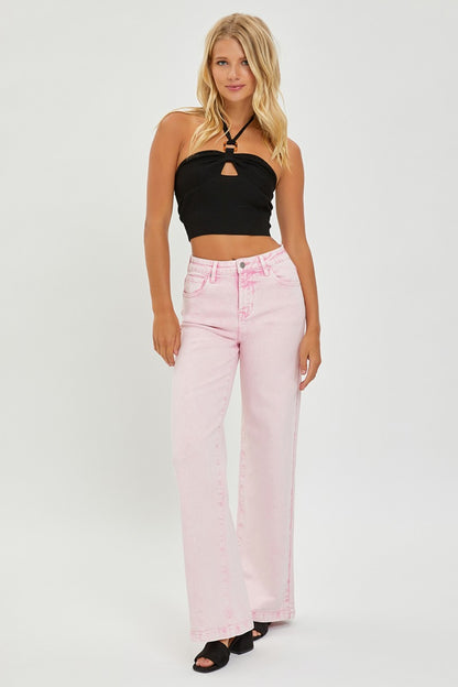 These high rise tummy control wide leg jeans are a flattering and stylish choice for any wardrobe. The high rise design helps slim and shape your midsection. The wide leg silhouette adds a touch of retro flair to your look.  0-3X