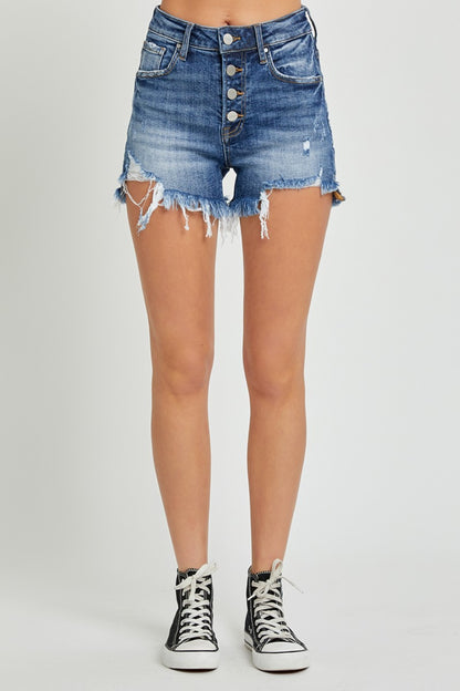 The Button Fly Frayed Hem Denim Shorts are a chic and on-trend choice for the summer. With a stylish button fly closure and frayed hem detailing, these shorts offer a fashionable and edgy look. Made from quality denim material, they provide both comfort and durability for all-day wear. S-XL