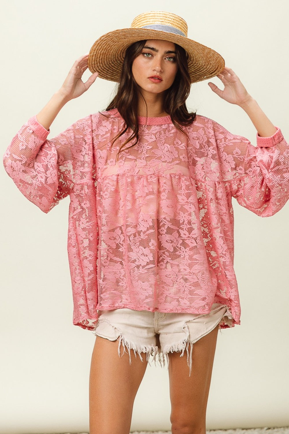 The Floral Lace Long Sleeve Top is a romantic and elegant piece that adds a touch of femininity to your wardrobe. Featuring delicate floral lace detailing, this top exudes a sophisticated and timeless charm. With long sleeves, it is perfect for transitioning between seasons with style.  S - XL