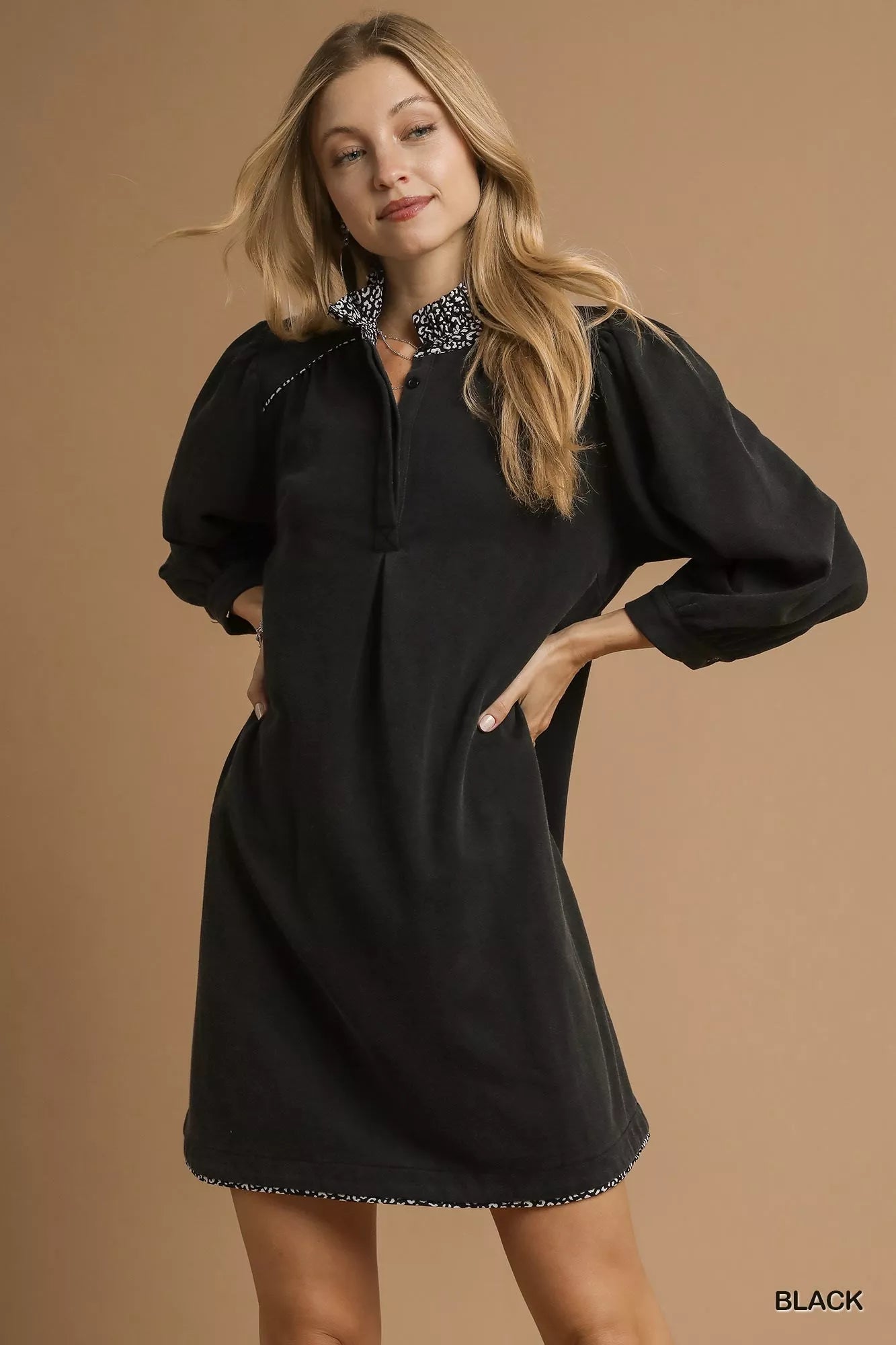 umgee black dress Umgee Black Midi Dress with Smocking Details Medium / Black