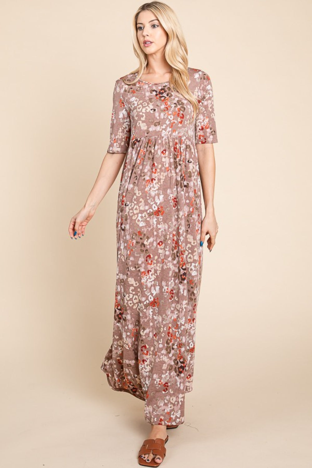 The Printed Shirred Maxi Dress is a versatile and stylish choice for any occasion, offering a flattering and comfortable fit. With its eye-catching print, this maxi dress adds a touch of fun and personality to your look. The shirred detailing not only accentuates your figure but also provides ease of movement and comfort. S-XL