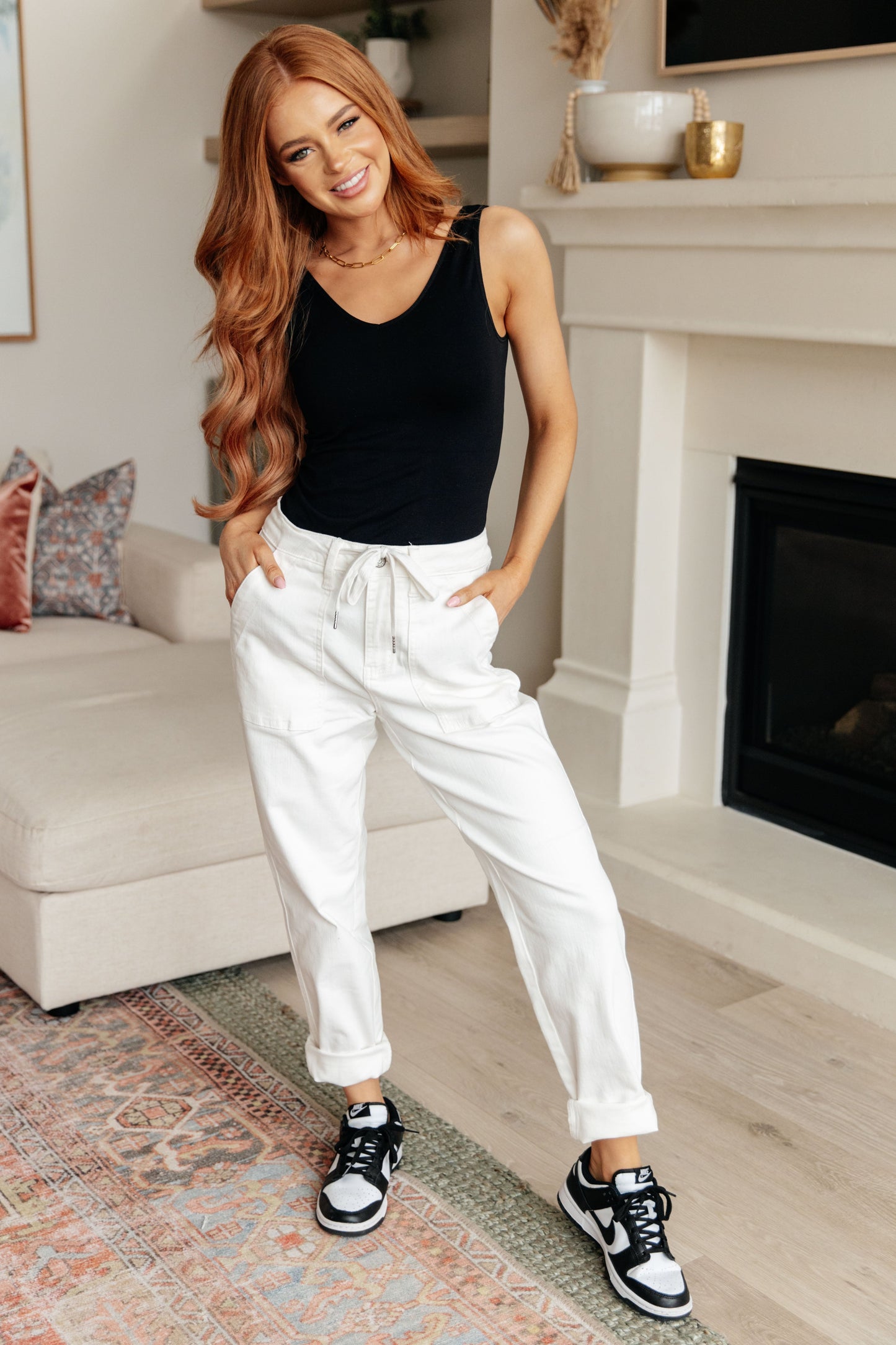 Charlene High Rise Jogger in Ecru - Judy Blue - White - Exclusively Online