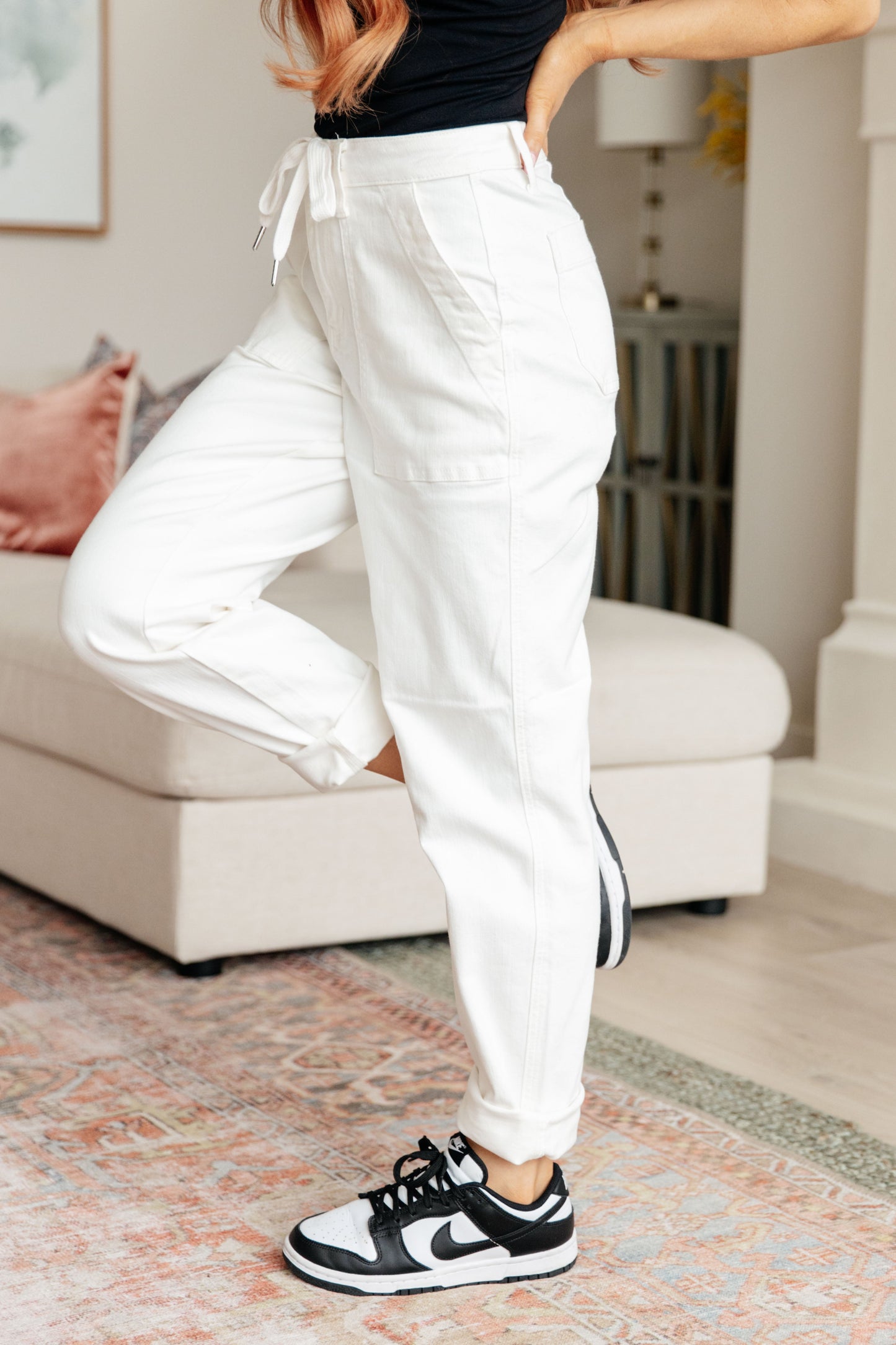 Charlene High Rise Jogger in Ecru - Judy Blue - White - Exclusively Online