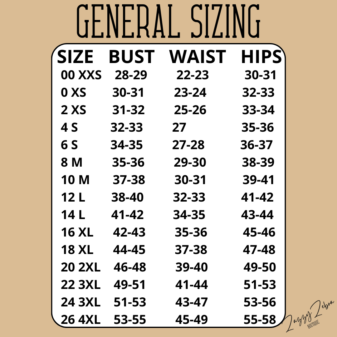 Sizes small through x-large