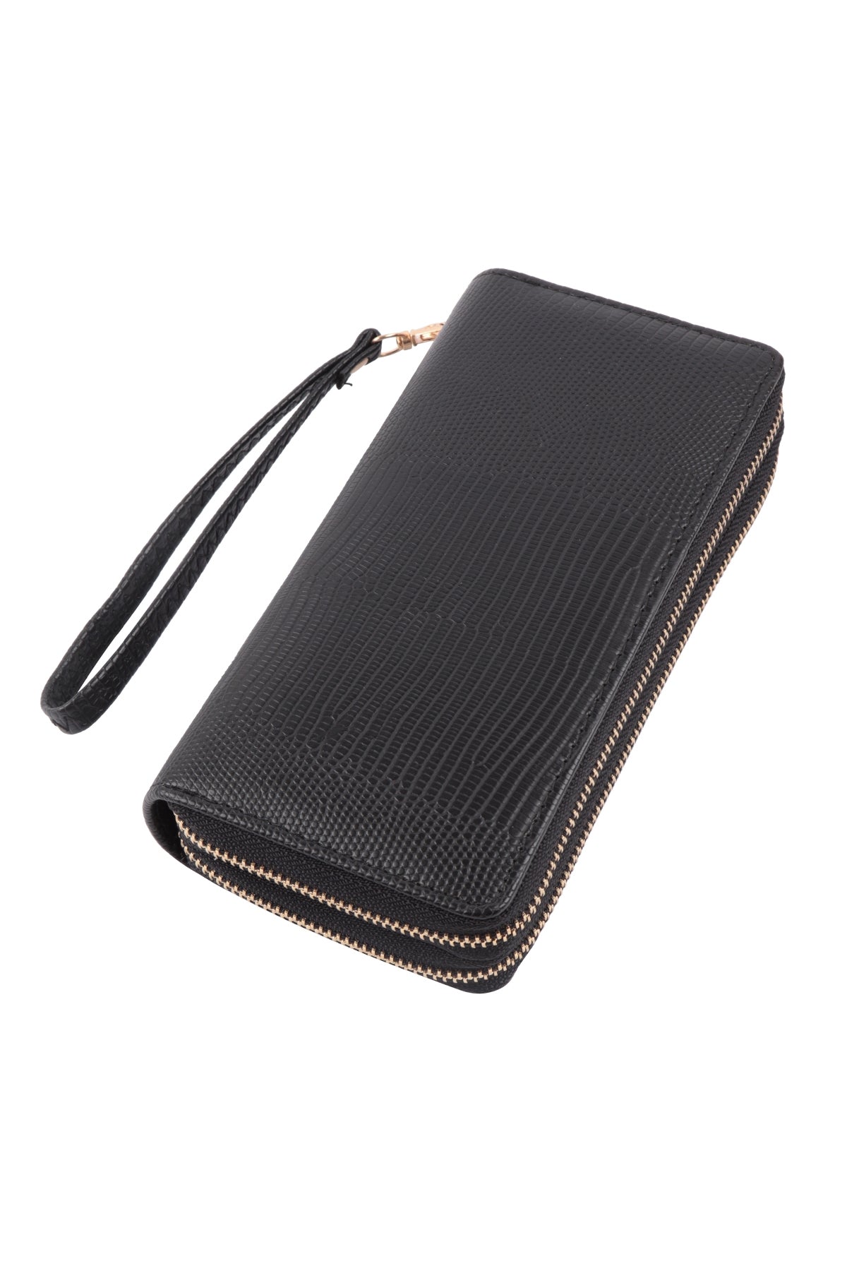 Black textured walletBlack Textured Snake Print Wallet