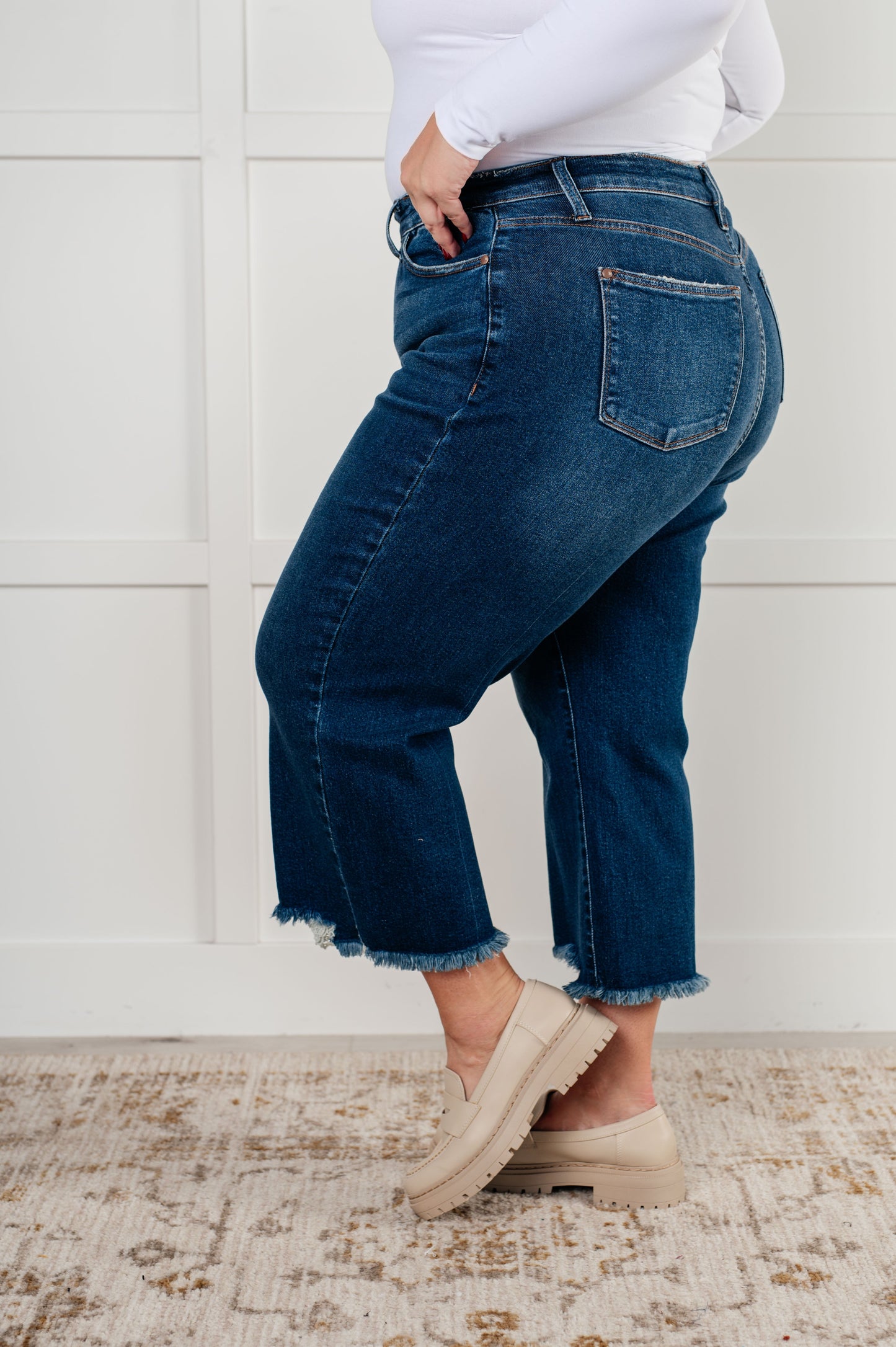 Janice - High Rise Wide Leg Crop Jeans - Judy Blue - Exclusively Online
