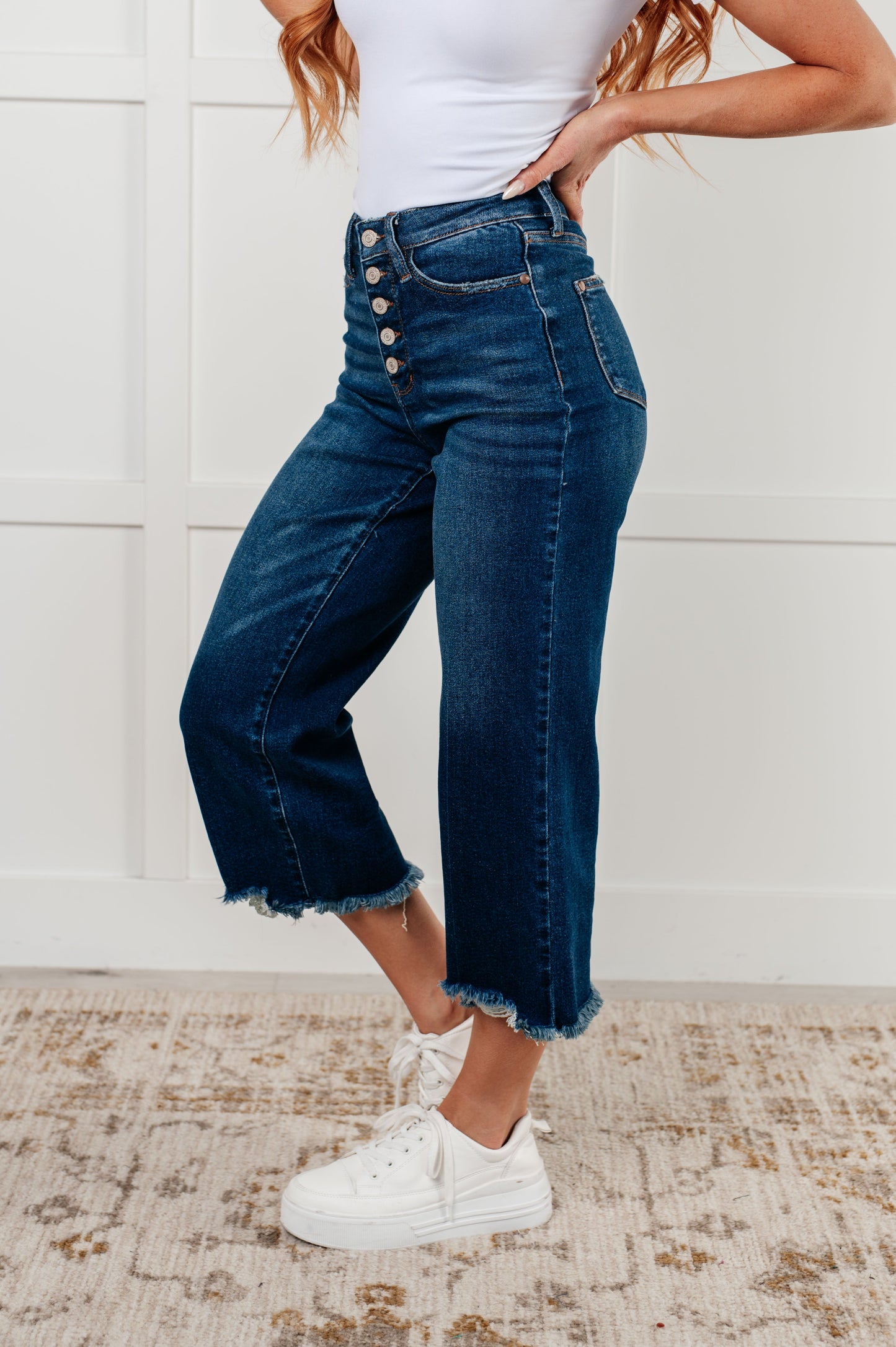 Janice - High Rise Wide Leg Crop Jeans - Judy Blue - Exclusively Online