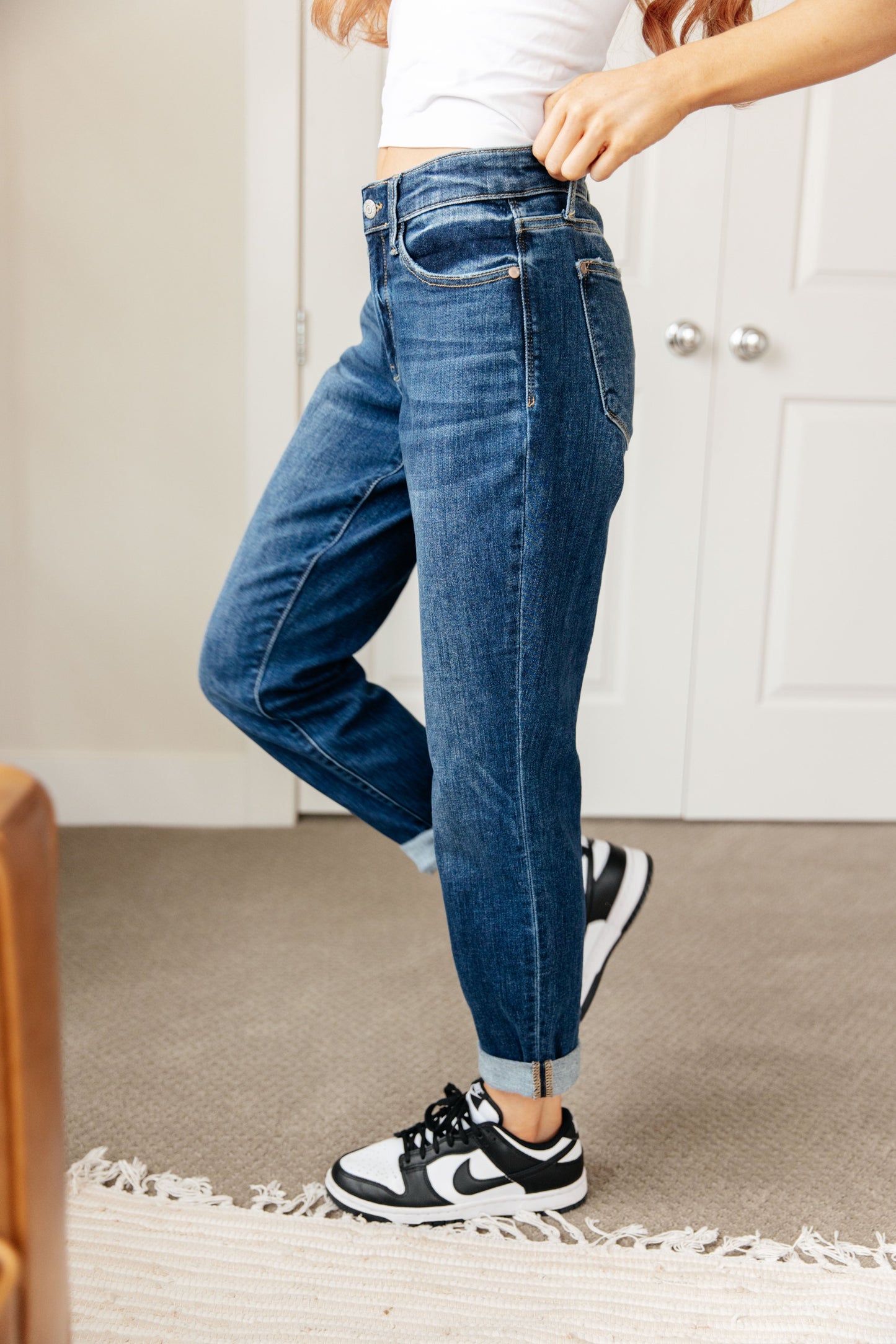 London Midrise Cuffed Boyfriend Jeans - Judy Blue - Denim