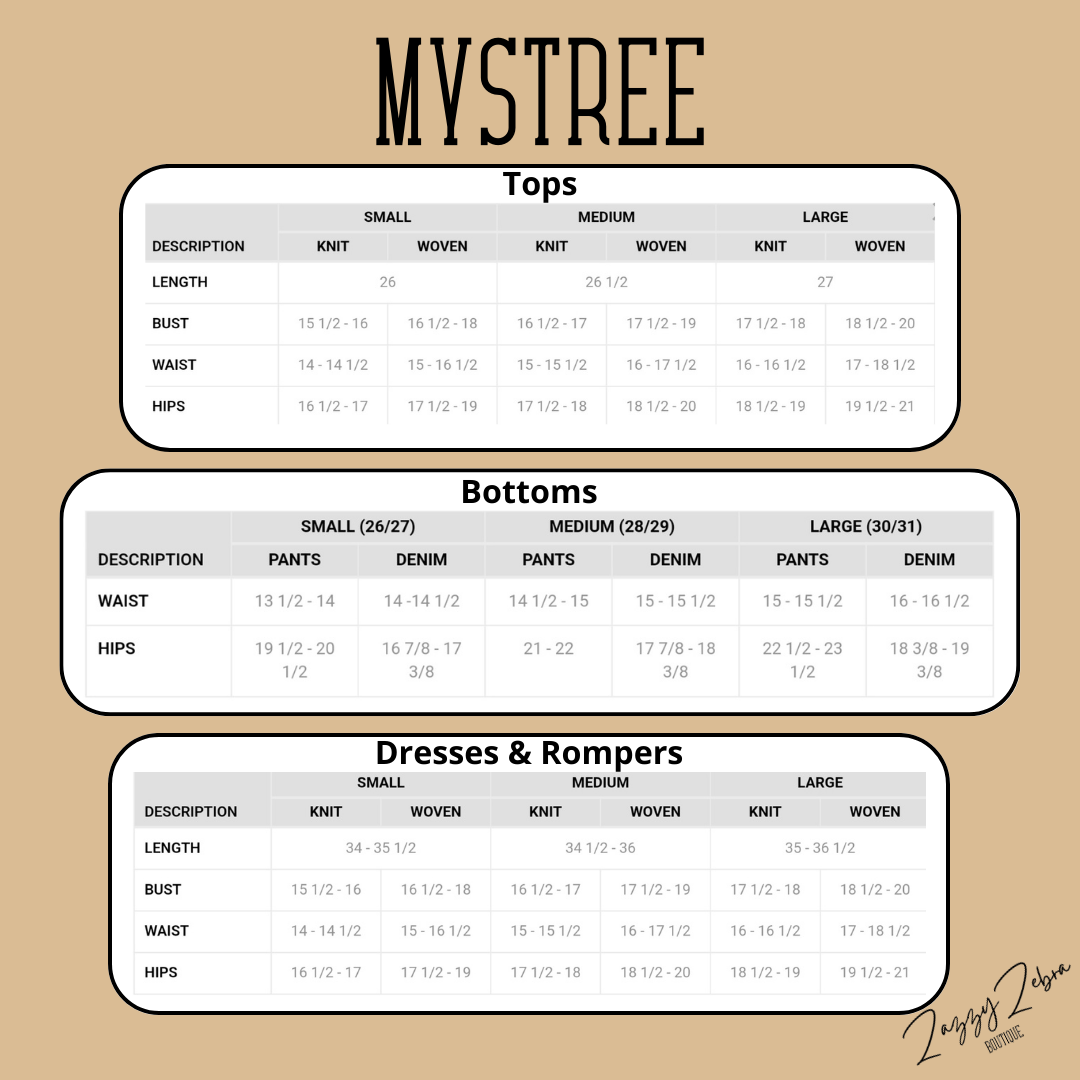 Mystree sizes small through large