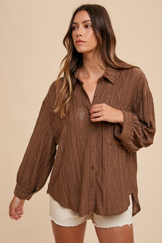Features: Openwork, Buttoned, Pocketed, High-Low
Sheer: Opaque
Stretch: No stretch
Material composition: 65% cotton, 35% polyester
Care instructions: Machine wash cold. Tumble dry low.
Product measurements:
S:Bust 34-36 in, Waist 26-28 in
M:Bust 37-38 in, Waist 29-31 in
L:Bust 39-40 in, Waist 32-33 in
XL:Bust 41-42 in, Waist 34-35 in