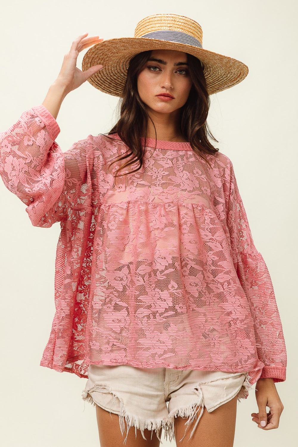 The Floral Lace Long Sleeve Top is a romantic and elegant piece that adds a touch of femininity to your wardrobe. Featuring delicate floral lace detailing, this top exudes a sophisticated and timeless charm. With long sleeves, it is perfect for transitioning between seasons with style. S - XL