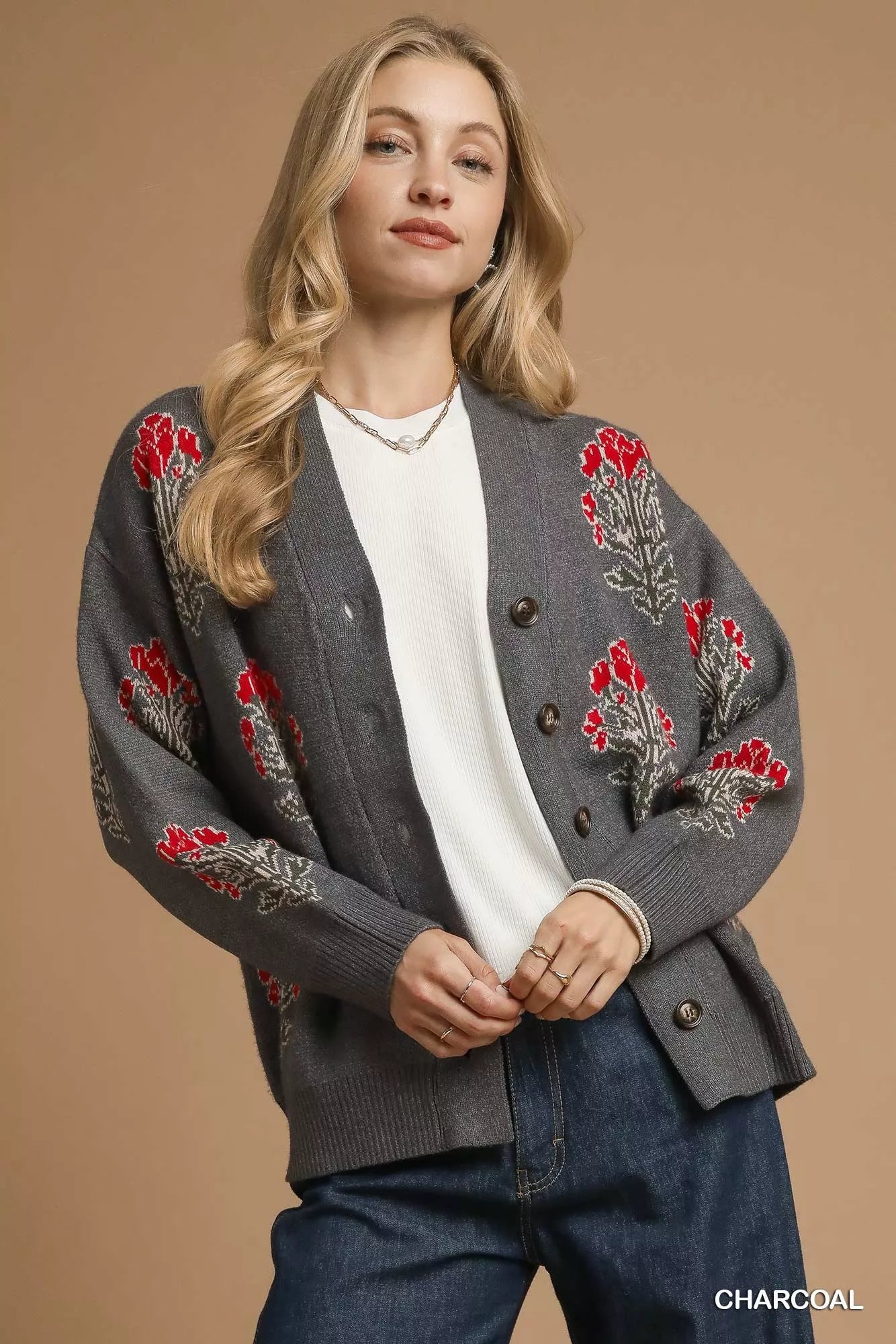 トップス TTTmsw Flower Jacquard Knit Cardigan TTT_MSW / Flower Knit Jacquard Cardigan