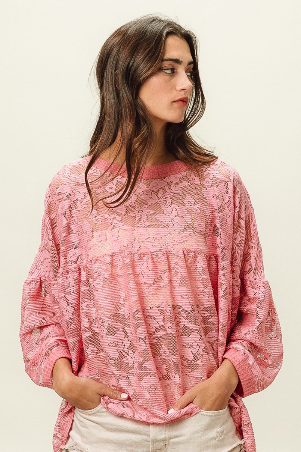 The Floral Lace Long Sleeve Top is a romantic and elegant piece that adds a touch of femininity to your wardrobe. Featuring delicate floral lace detailing, this top exudes a sophisticated and timeless charm. With long sleeves, it is perfect for transitioning between seasons with style. S - XL