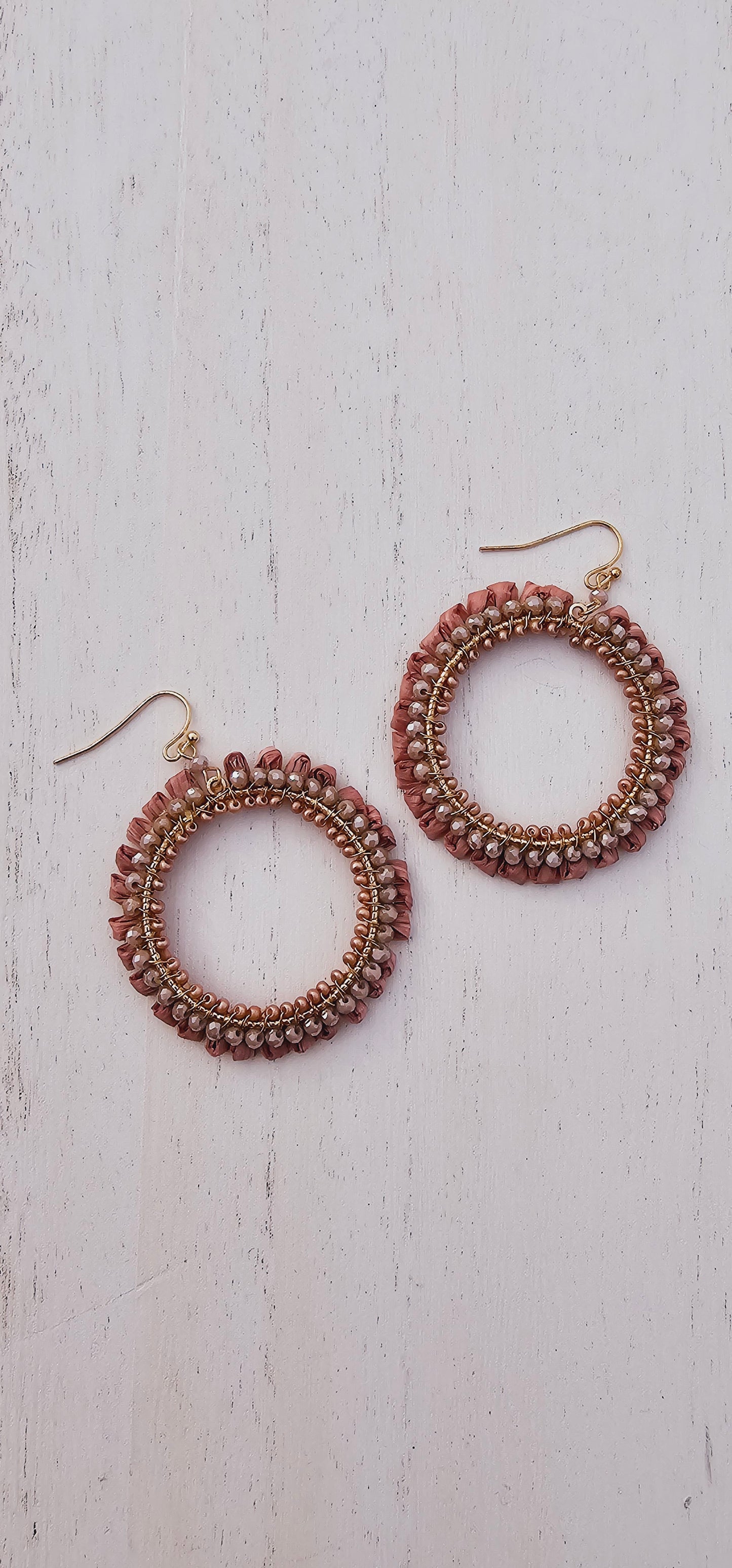 Dusty rose raffia fish hook earrings Limited supply!