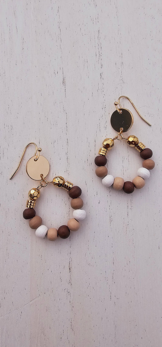 Natural wood fish hook earrings Limited supply!