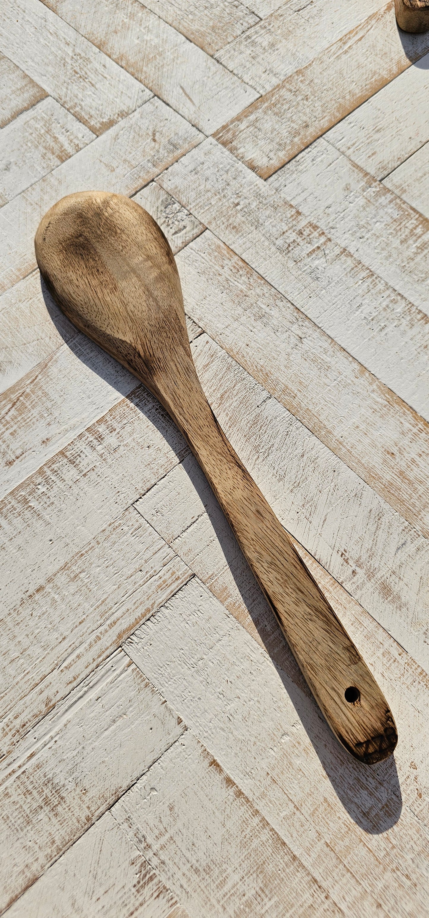 Wooden spoon and kitchen towel set. Custom engraved burned. Color and burning may vary due to custom work.