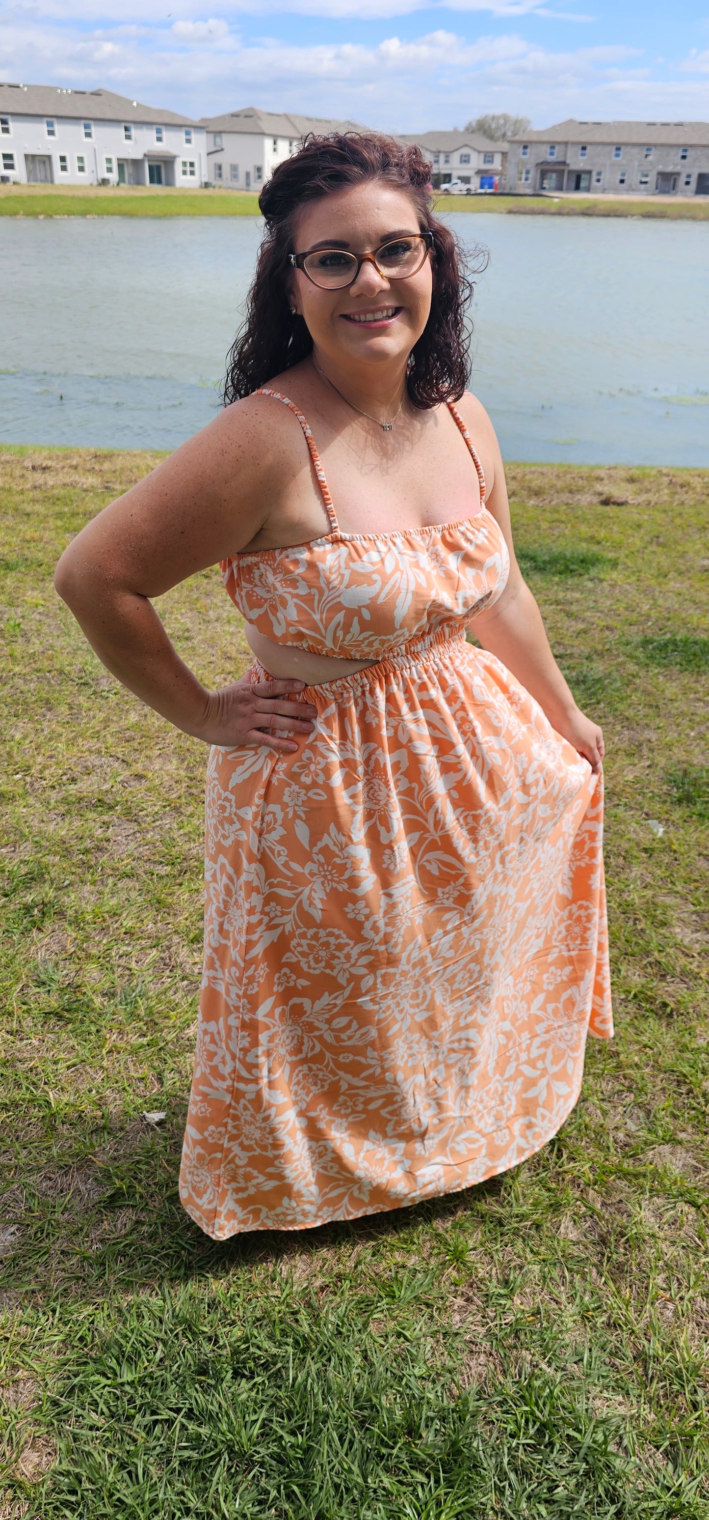 Greet the sunshine in style with the "Out For Lunch" maxi dress. It's got all the features you need for a lunchtime jaunt: square neckline, ruched spaghetti straps, and fun side and back cut-out details. Plus, it's made from lightweight and comfortable materials so you can explore a new lunch spot with ease! Let's get brunchin'! Sizes small through large.