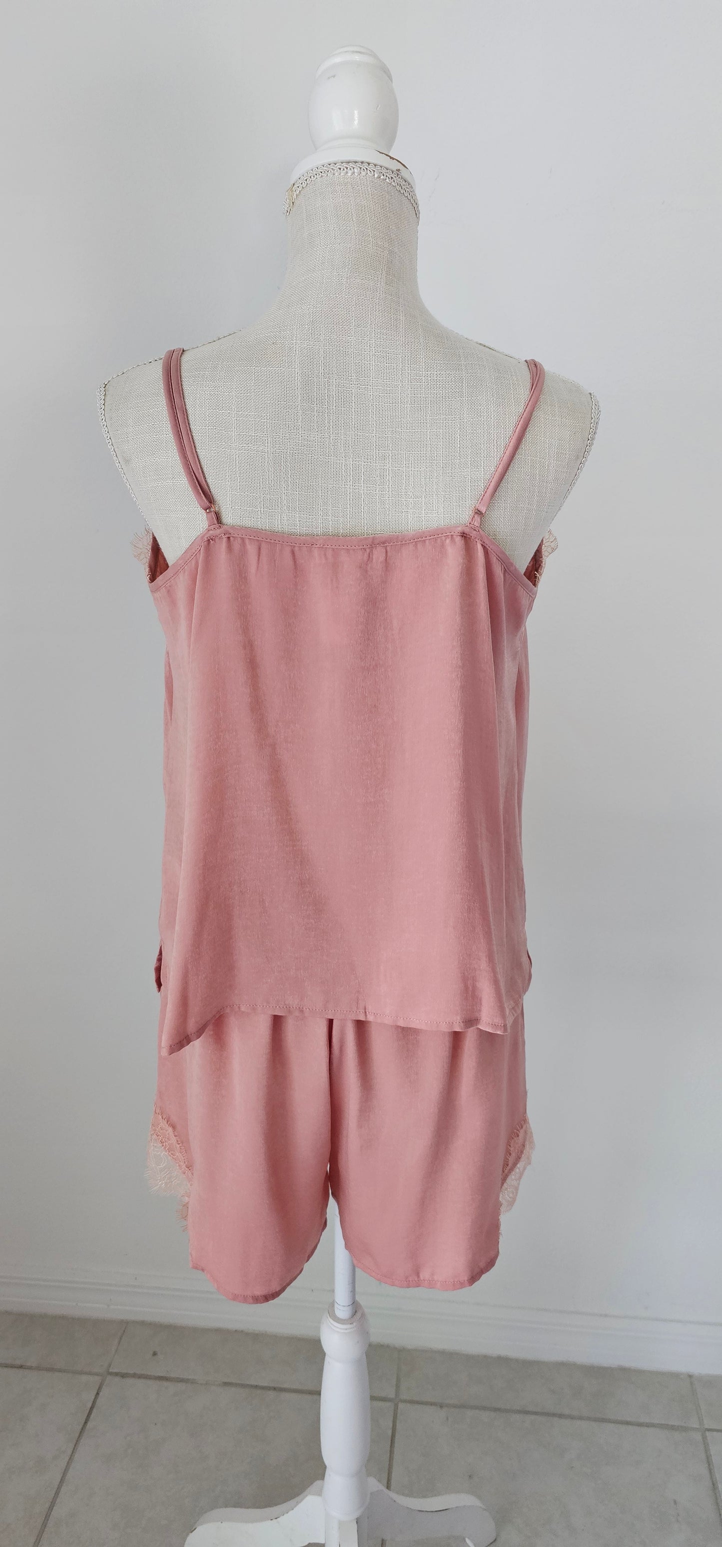 Emberlynn Lace Satin Lounge Set - Blush