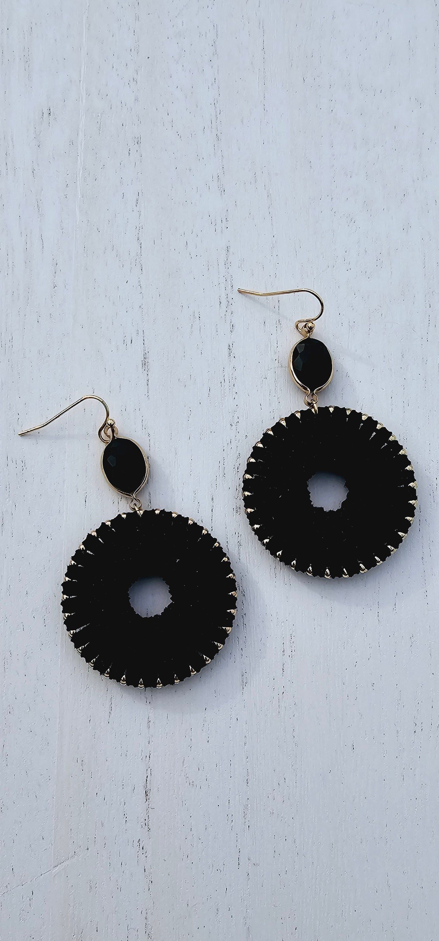 Black suede fish hook earrings Limited supply!