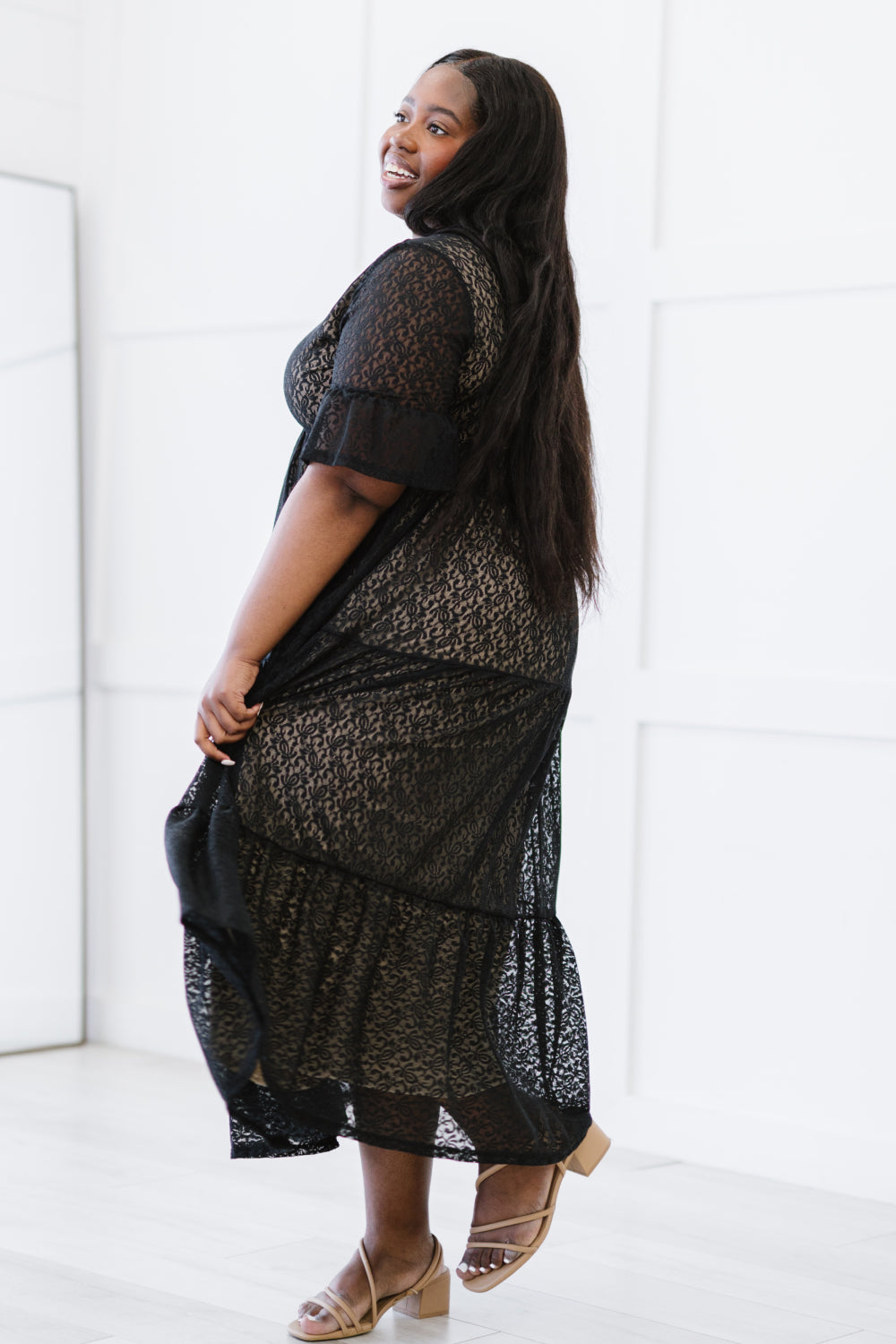 XOXO Lace Overlay Midi Dress