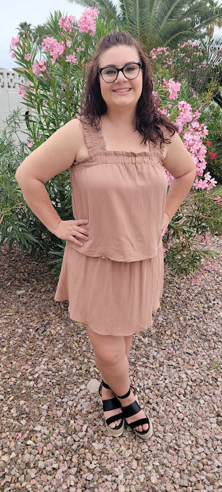 Let’s go exploring! “Lost In The Desert Skirt” features a cinched elastic waistband with ruffled trim, smocked skirt, and lined with shorts. This skirt pairs perfectly with “Lost In The Desert Top”. It is lightweight and breathable. Imagine exploring the mountains out west or dipping your toes in the Gulf of Mexico! This duo makes a perfect vacation outfit! Sizes small through large.
