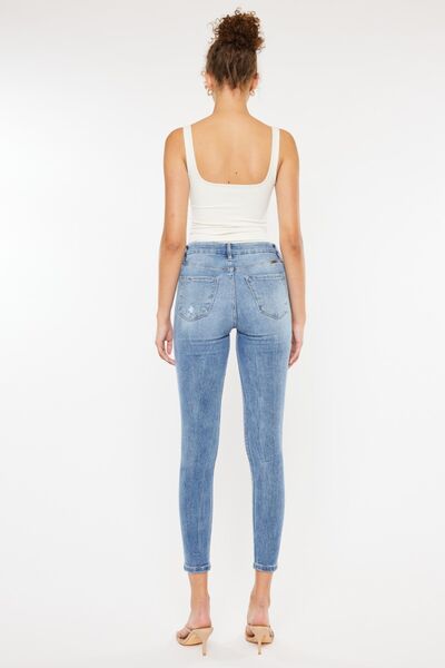 The High Waist Cat's Whiskers Skinny Jeans are a fashionable and figure-flattering choice for your wardrobe. These jeans feature a high waist design that accentuates your curves and elongates your silhouette. The "cat's whiskers" distressing adds a touch of edgy and vintage-inspired style to the skinny fit.