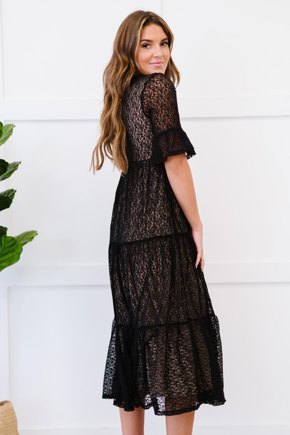 XOXO Lace Overlay Midi Dress