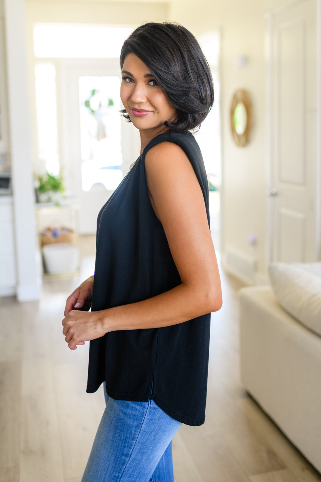 This Juke Box Hero Shoulder Pad Top is perfect for your next night out. Crafted with comfy jersey knit material, it features sewn in shoulder pads for a flattering fit and side slits for a modern, edgy look. Its stretchy material allows for versatile styling. Get ready to turn heads!S - S - 3X