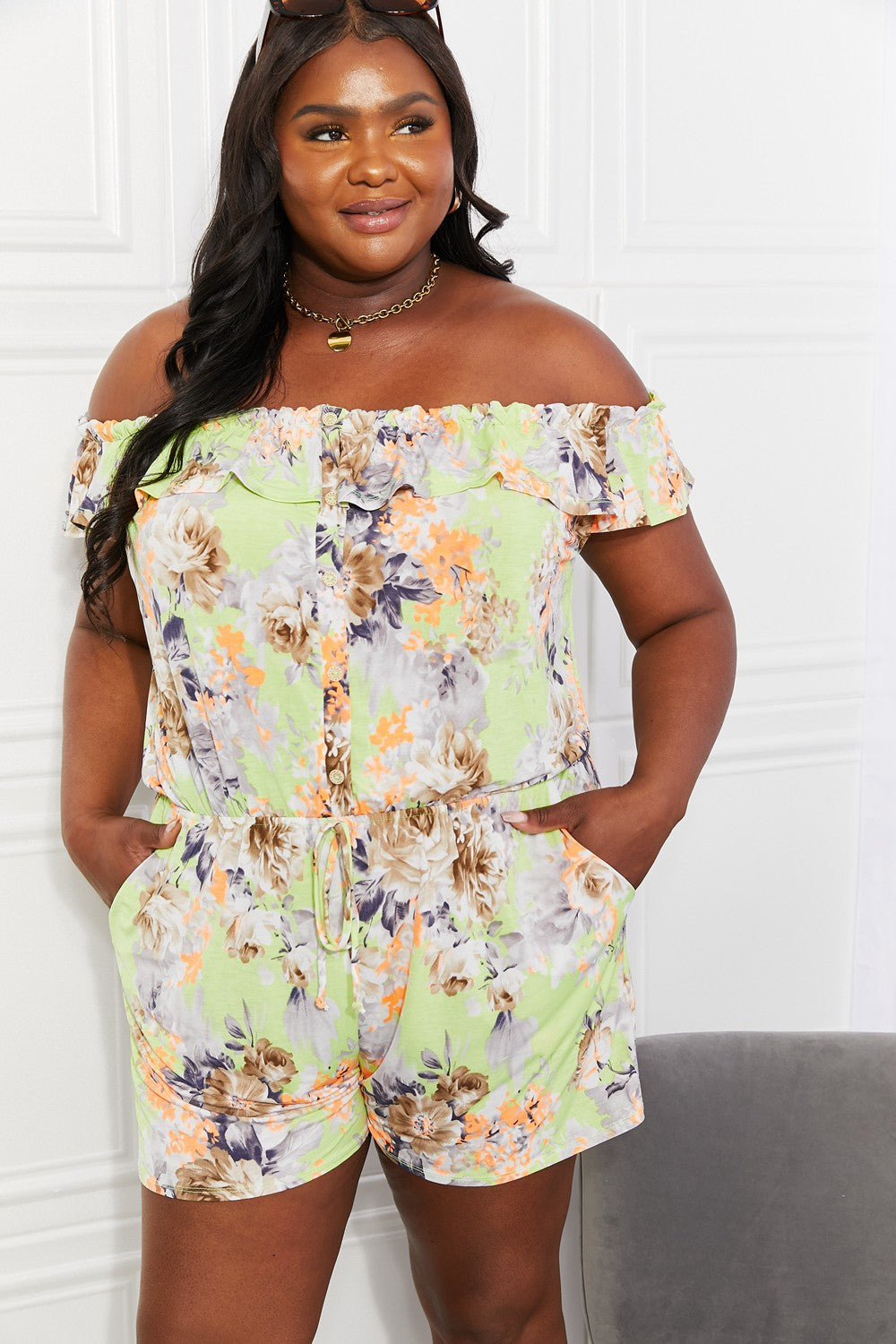 *Exclusively Online* Pure Delight Floral Off-Shoulder Romper