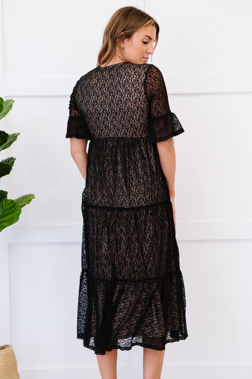 XOXO Lace Overlay Midi Dress