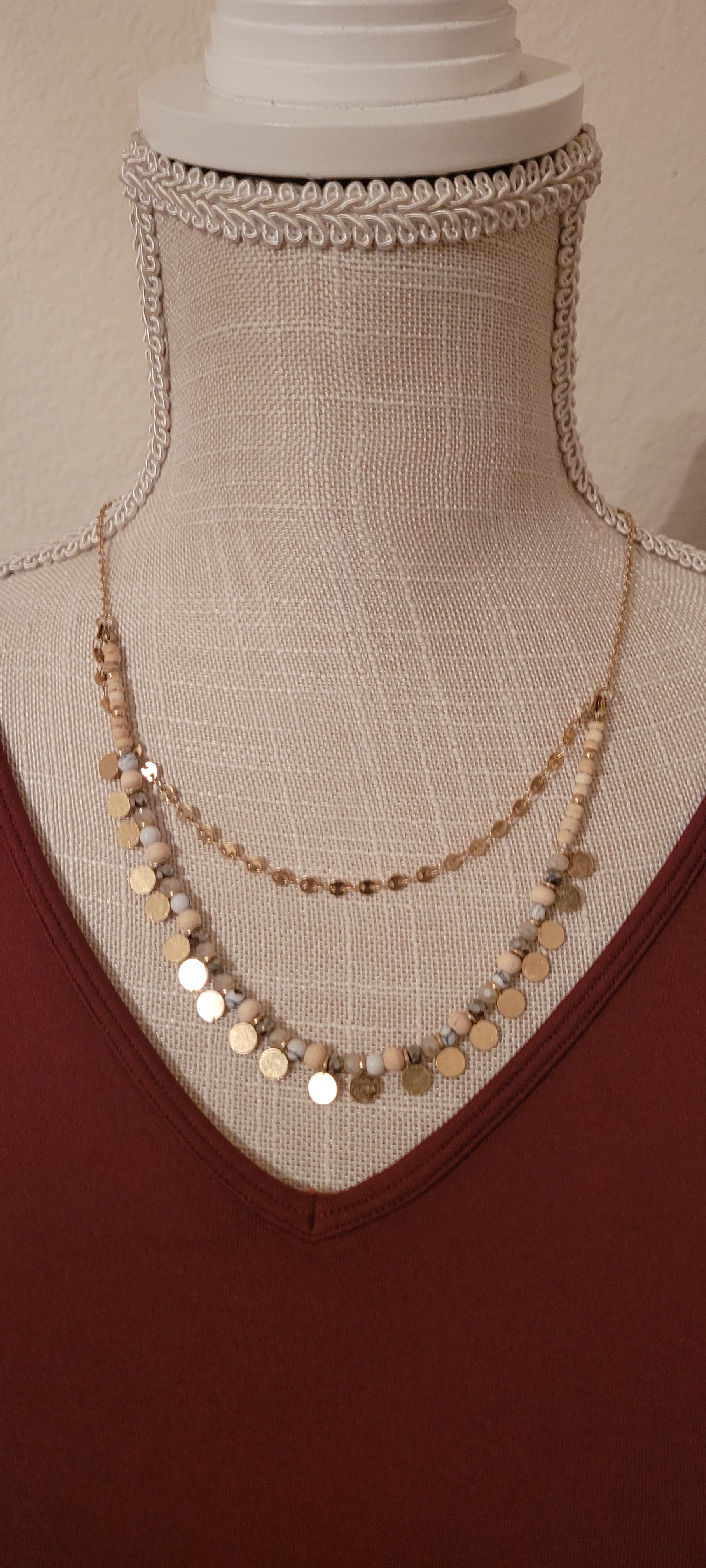 Adjustable chain Color: Gold link chains with natural stone beads Limited supply!  