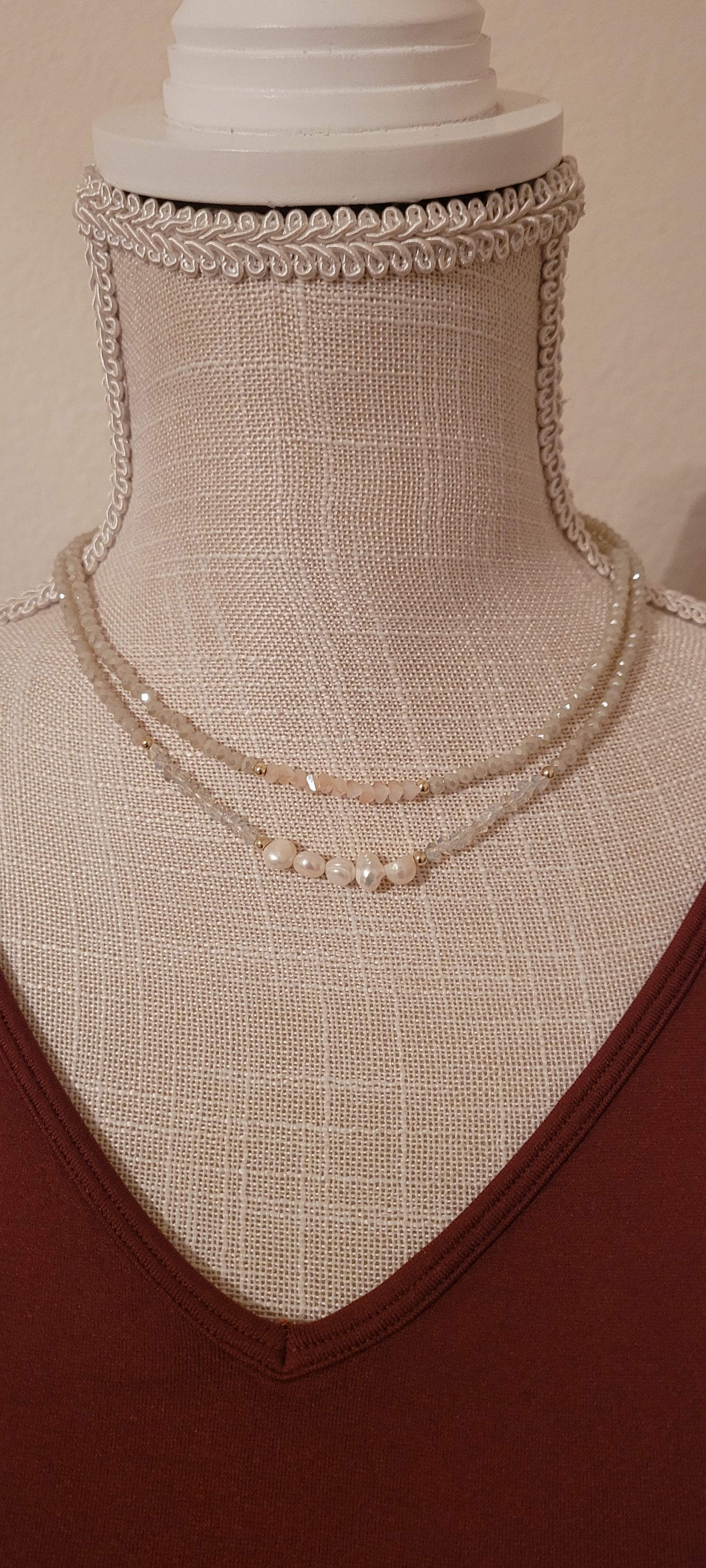 Adjustable Color: Gold chain, pearls, ivory beads Limited supply!  