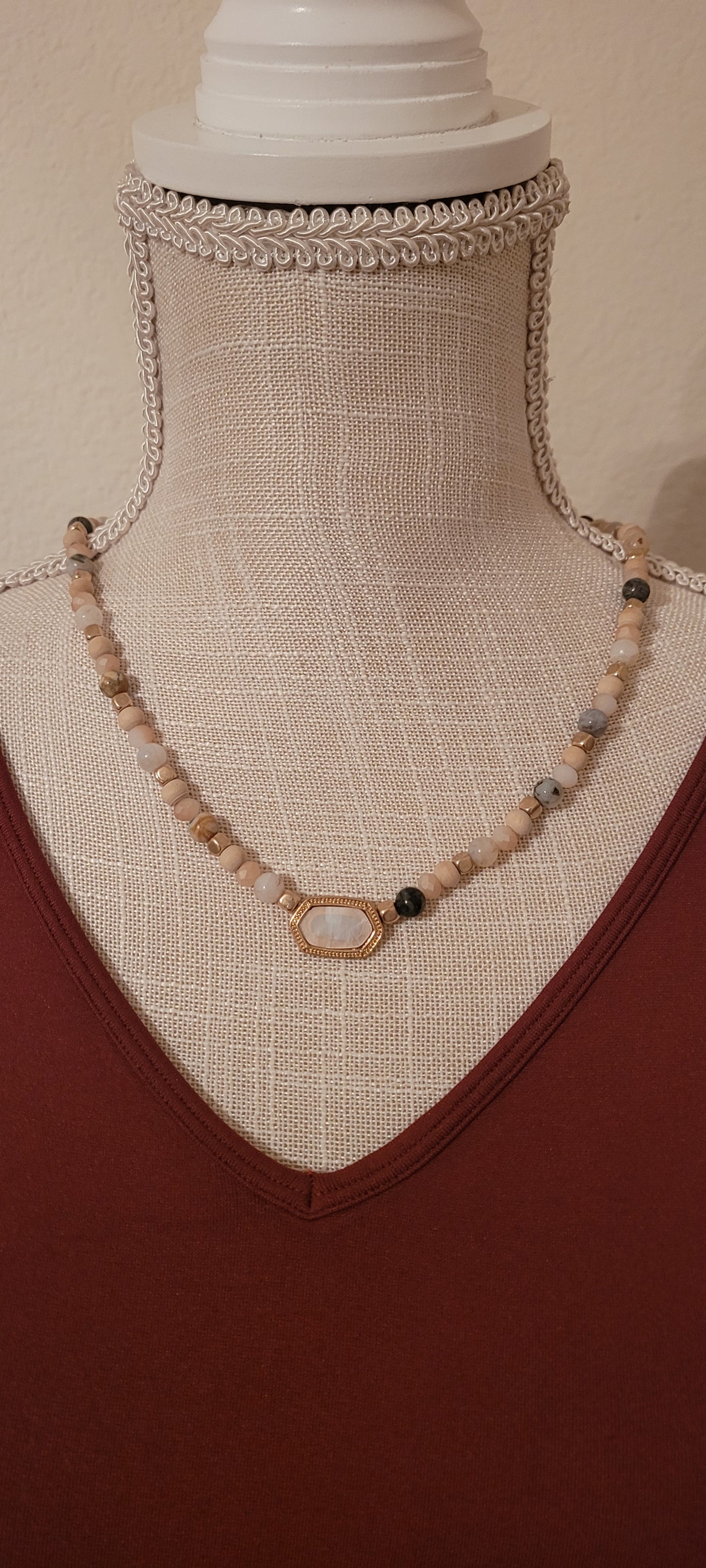 Adjustable Color: Gold chain, natural color beads & stones Limited supply!  