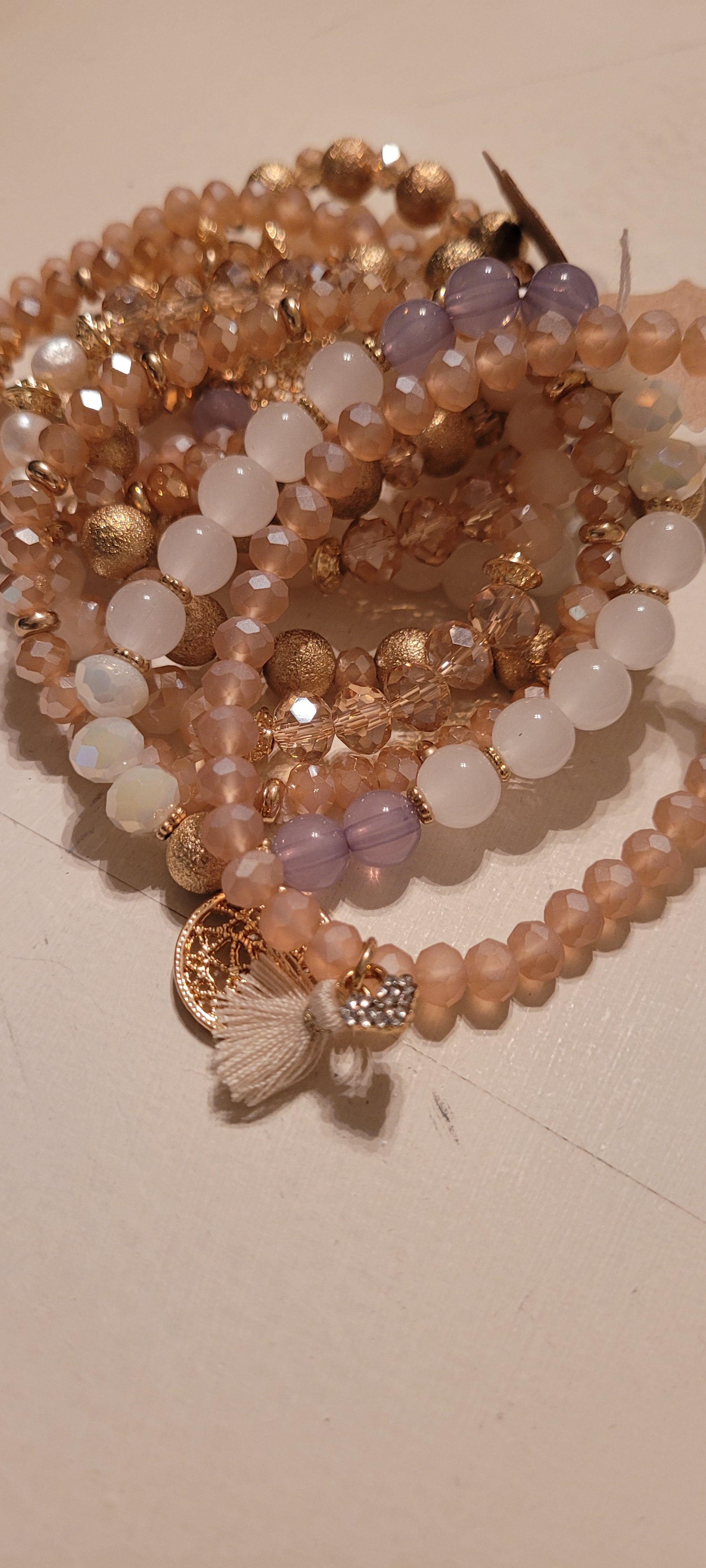 Set of 5 stretchy stackable bracelets Glass beads