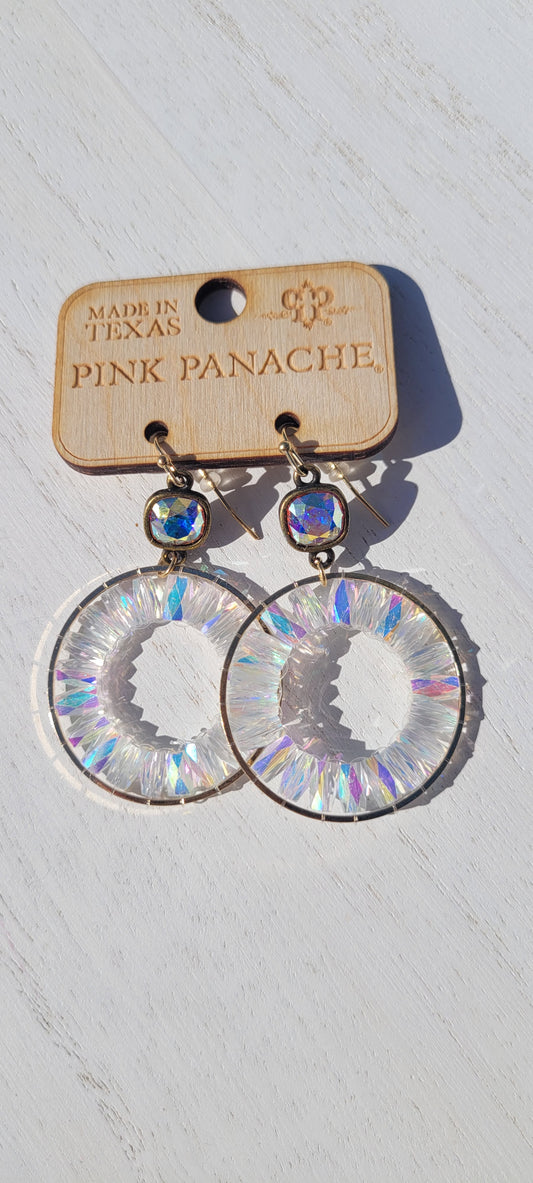 Pink Panache Earrings Color: 8mm bronze/AB cushion cut connector with AB bead disc earring Limited supply!   
