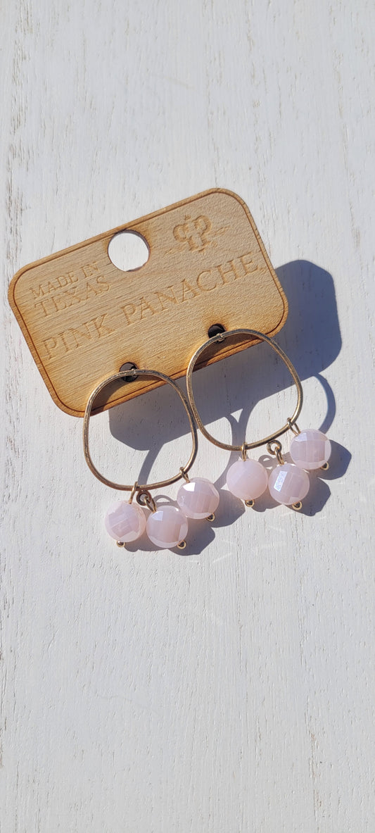 Pink Panache Earrings Color: Blush pink coin beads on geometric gold square post earring Limited supply!