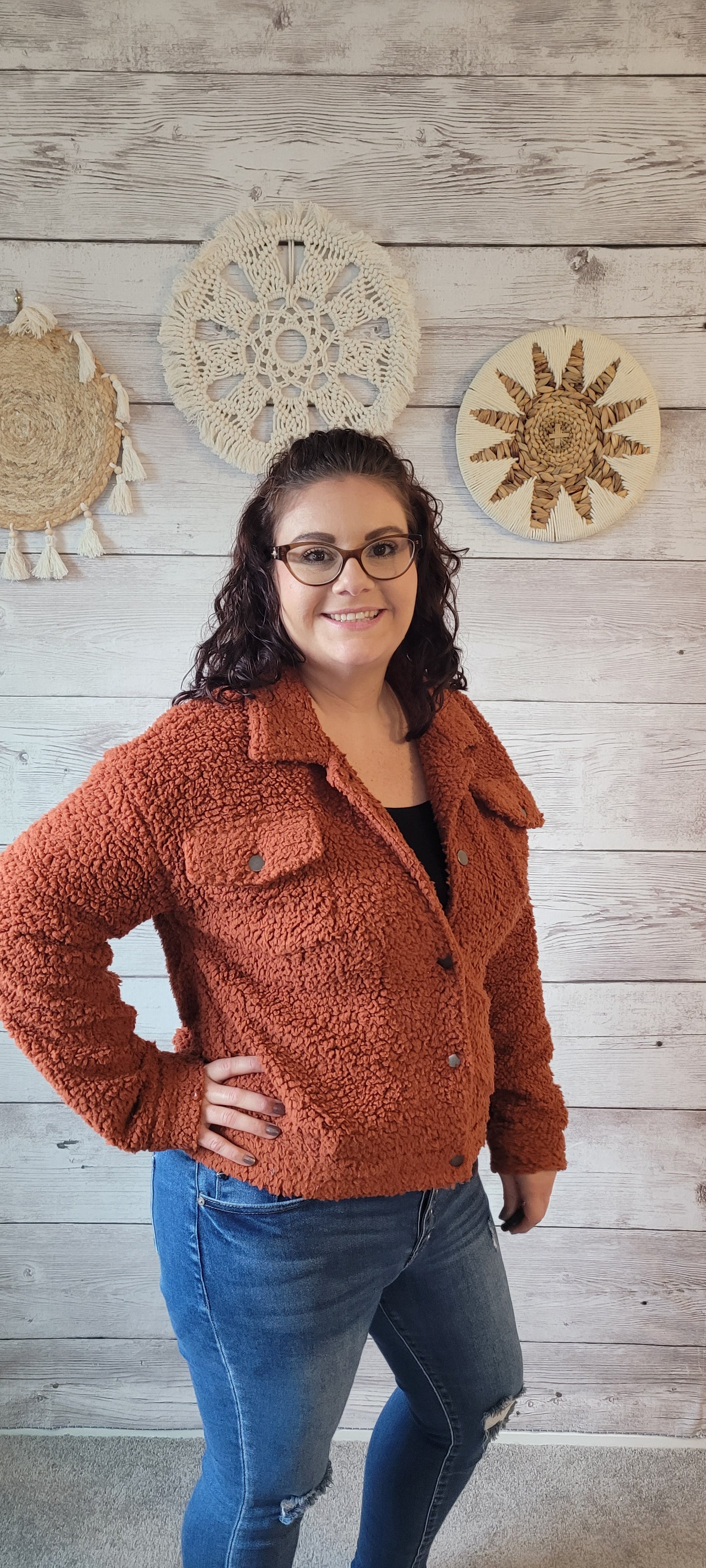 The perfect winter companion has arrived! Look no further than this "Marley Rust Fleece Jacket", featuring a button-down front closure and flap pockets to keep you cozy. Step out in style this season with a jacket that'll keep you looking fresh while beating the chill! Who could ask for more? Sizes small through large.