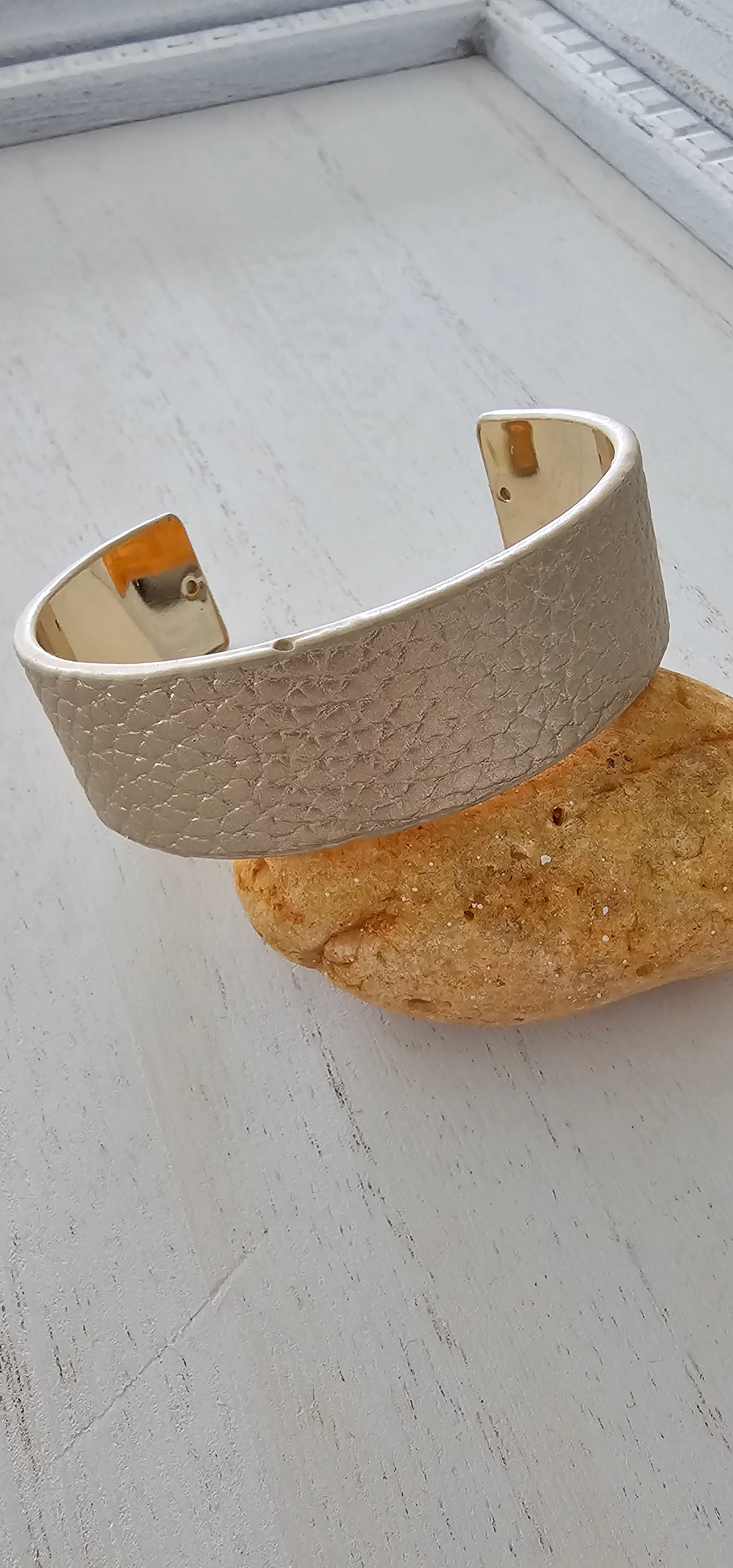 Metallic beige cuff bracelet