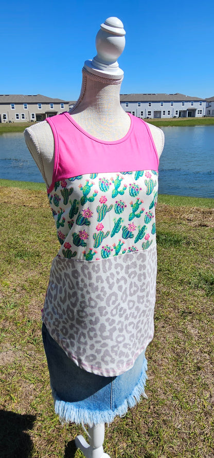 Don't Be A Prick Cactus Tank Top - Pink - SMALL - FINAL SALE