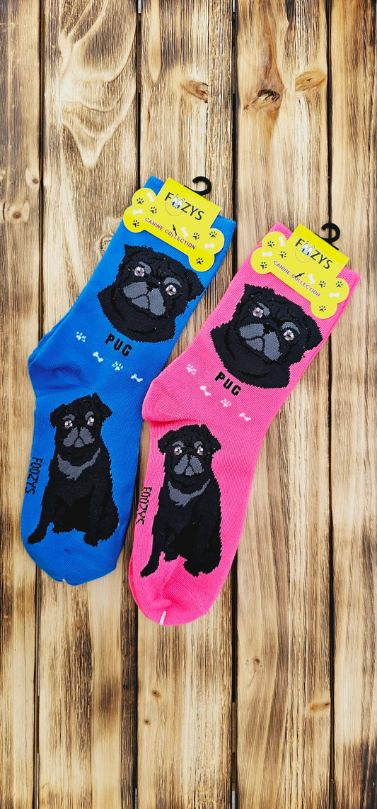 Canine Foozys Socks - Black Pug