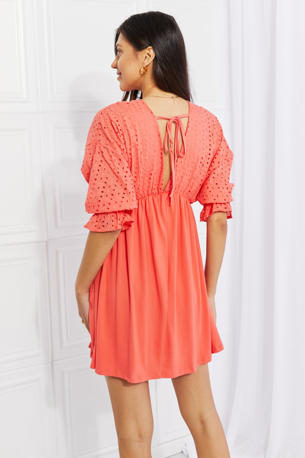 Our Everyday Dreams Eyelet Contrast Dress is straight out of dreamland. The contrasting textures on the bodice and skirt create a casual but cute look that is perfect for wearing all season long, and the open back shows off a bit of skin for a summery touch. S- XL