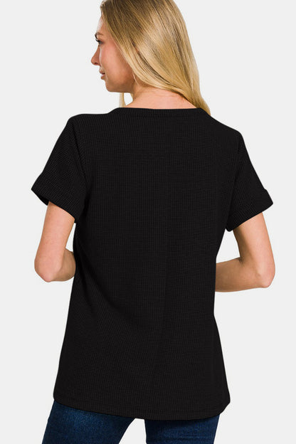 The notched short sleeve waffle T-shirt is a stylish and modern addition to your casual wardrobe. With its unique notched detail and waffle texture, this T-shirt offers a contemporary twist on a classic style. S-L