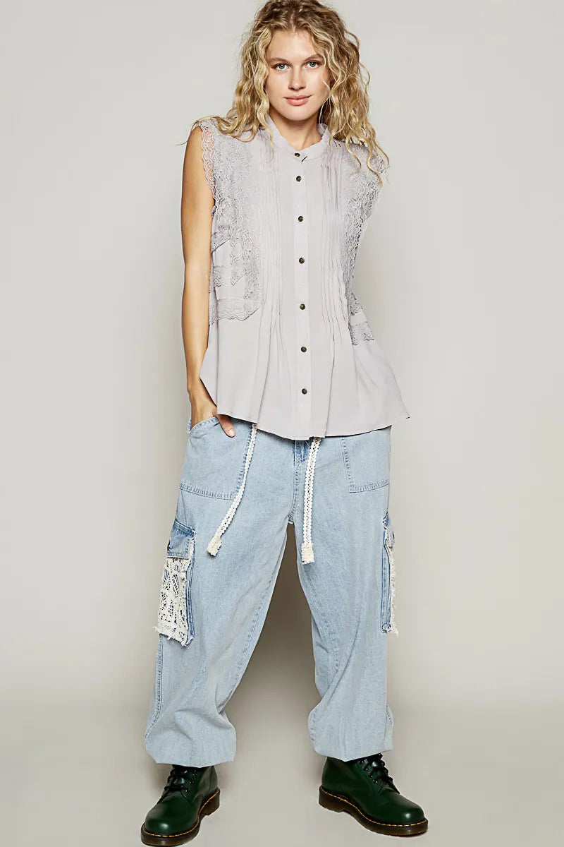 【BELLIALEU】Lovely ribbon sleeveless Grey Featherweight Rebalanced Tank | Beyond Yoga