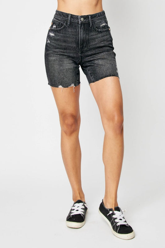 These high waist tummy control denim shorts offer a flattering fit and stylish look. The high waist design helps to shape and smooth your midsection while accentuating your curves. Made with denim fabric, these shorts are sturdy and durable for everyday wear.  S - 3X