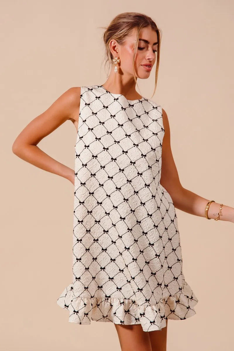 トップス BUMPY VOLUME MINI DRESS Maddie 3D floral Dress – Dress the Population