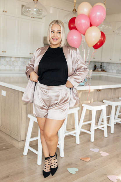 Champagne and Roses Satin Blazer - Champagne - Exclusively Online